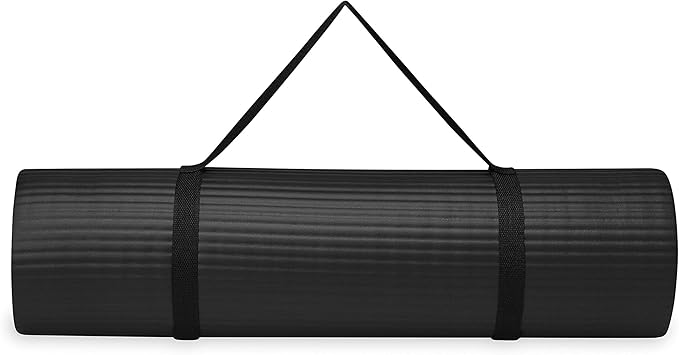 Gaiam Essentials Thick and Thin Yoga Mat Fitness & Exercise Mat with Easy-Cinch Carrier Strap