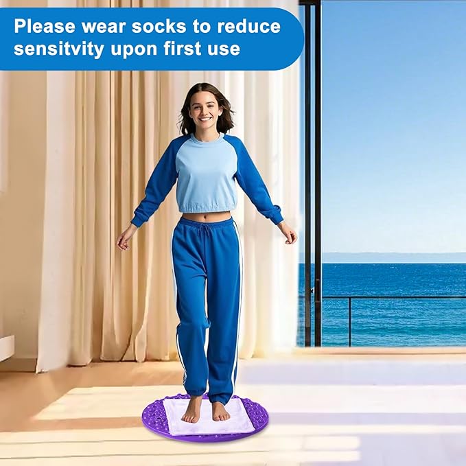 Foot Massager Mat, Manual Massage Tool with Magnetic Therapy Acupressure Disc for Feet Relaxation, Foot Relieve Stress Treatment (Purple)