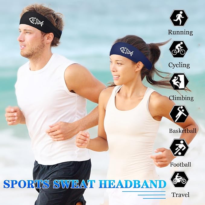 3pcs Headbands for Men Sports Sweat Bands Sweatbands for Mens Workout Running Headbands for Men