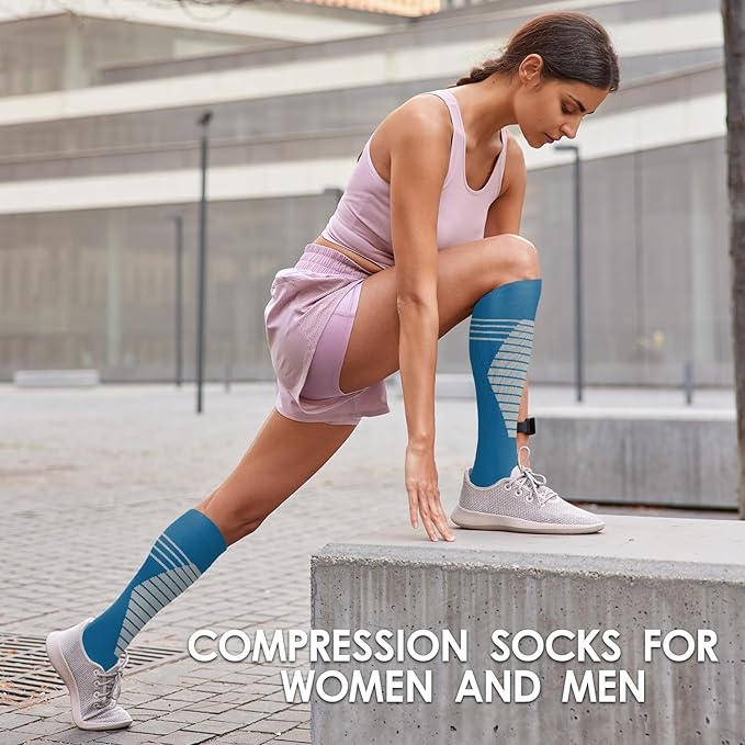 Graduated Compression Socks for Women&Men 20-30mmhg Knee High Socks Travel Hiking Running Stocking