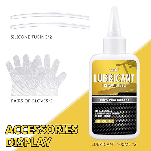 100% Pure Silicone Treadmill Lube - 7oz/200ml Treadmill Lubricant for Belt - Premium Silicone Oil with Application Tubes - Suitable for Most Treadmill Lubrication - Non-Toxic and Odorless