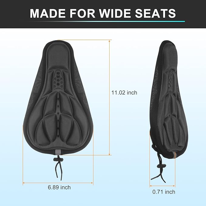 HARFINGTON Bike Seat Cover Bicycle Saddle Cushion with Drawstring Large Comfortable Gel Padded Oversized Paddle for Men Women