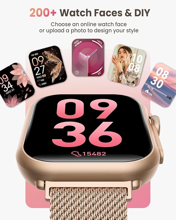 Smart Watch for Women Men Fitness: Smart Watch for iPhone&Android Bluetooth Call with SpO2 Sleep Heart Rate Monitor,IP68,Fitness Tracker with 120+Sport,Reloj Inteligente 30 Day+Battery Life, 2 Bands