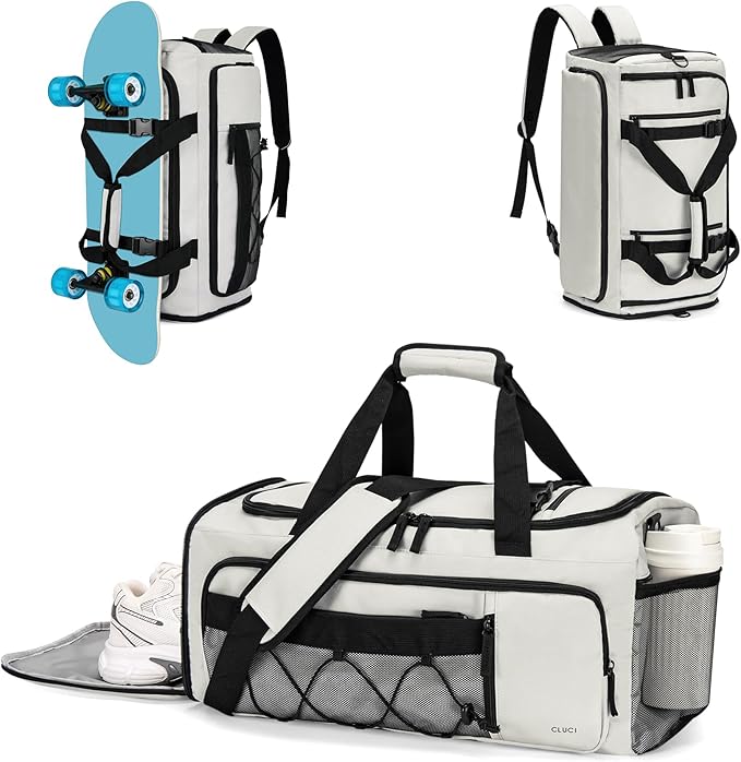 CLUCI Gym Bag for Men & Women, 35L Sports Duffle Bag for Travel,4 in 1 Weekender Bag,Overnight Backpack with Shoe Compartment,Carry on Duffel Bag for Airplane