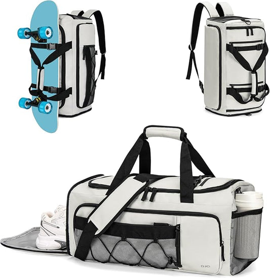 CLUCI Gym Bag for Men & Women, 35L Sports Duffle Bag for Travel,4 in 1 Weekender Bag,Overnight Backpack with Shoe Compartment,Carry on Duffel Bag for Airplane