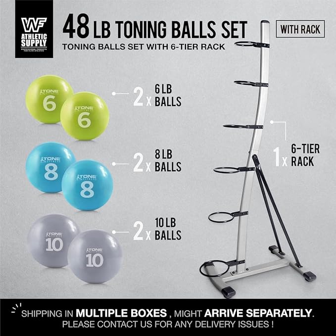 CAPHAUS Soft Weighted Exercise Ball, Weighted Toning Ball, Soft Medicine Balls for Exercise, Yoga, Pilates & Physical Therapy, 6, 8, 10 LB, Option Available in Single, Pair & Set with Rack