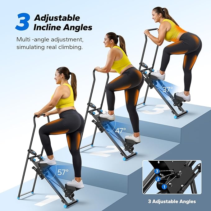 MERACH Stair Stepper for Home Gym Exercise, New Version Stairmaster for Full-Body Workout, Compact Folding Stair Climber with Extended Step Range, Adjustable Handlebar/Pedal