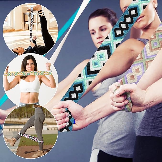 6 Packs Yoga Strap for Stretching Yoga Belt Adjustable Straps for Non Elastic Stretching Strap Exercise Straps for Pilates