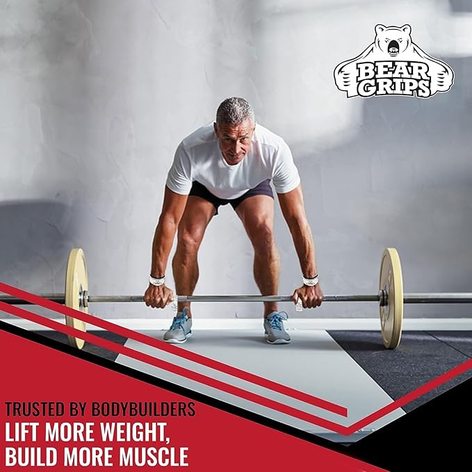 Bear Grips Lifting Straps - Gym & Weightlifting Straps for Men & Women, Deadlift Support, 2 Pairs