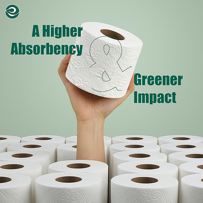 ECO SOUL Bamboo Toilet Paper 12 Mega Rolls 3 Ply, 300 Sheets per Roll | Eco-Friendly Septic Safe Organic Bath Tissues Sustainable Toilet Paper Compostable - FSC Certified