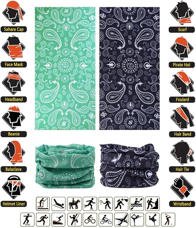 Headband Neck Gaiter Head Wrap Headwear Face Mask Magic Scarf Bandana for Men and Women
