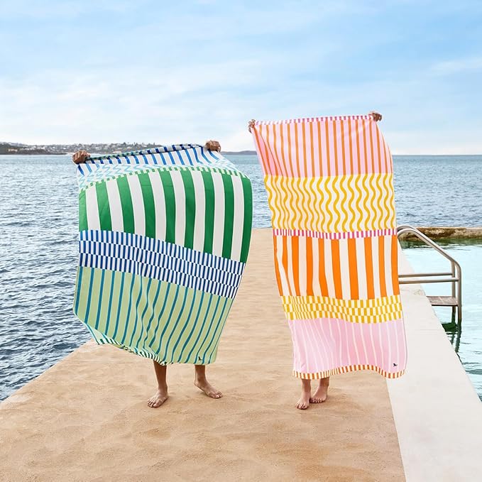Dock & Bay Beach Towel - Quick Dry, Sand Free - Compact, Lightweight - 100% Recycled - Includes Bag - Blueberry Spritz - Extra Large (200x90cm, 78x35)