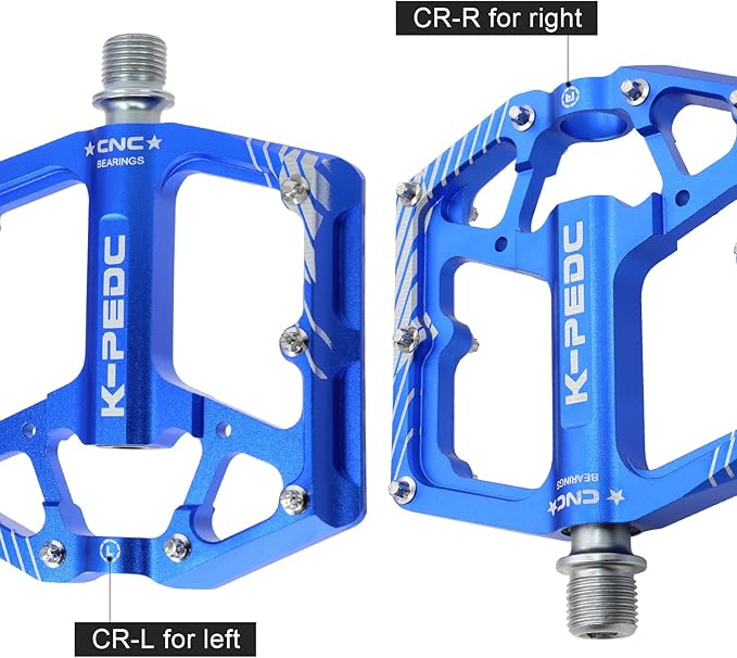 Bike Pedal Aluminum Alloy 9/16" Bike Pedal MTB Wide Platform Flat Non-Slip Bicycle Pedals with 3 Bearings for Mountain Bikes, Road, BMX