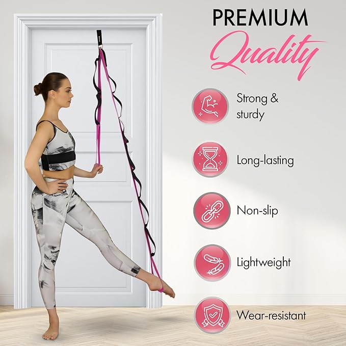 10-Loop Yoga Strap with Door Anchor – Stretch Strap for Flexibility, Deep Stretching, and Improved Balance – Perfect Yoga Accessory for All Fitness Levels