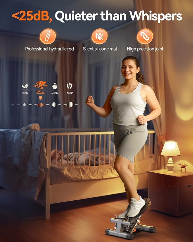 Niceday Steppers for Exercise, Stair Stepper with Resistance Bands, Mini Stepper with 300LBS Loading Capacity, Hydraulic Fitness Stepper with LCD Monitor