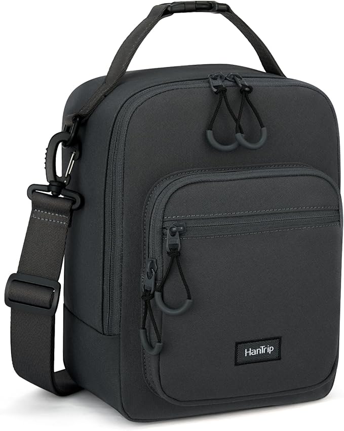 Insulated Lunch Bag with Adjustable Shoulder Strap, Lunch Box for Women Men, Reusable Portable Lunchbox for Office Work Picnic (Dark Gray)