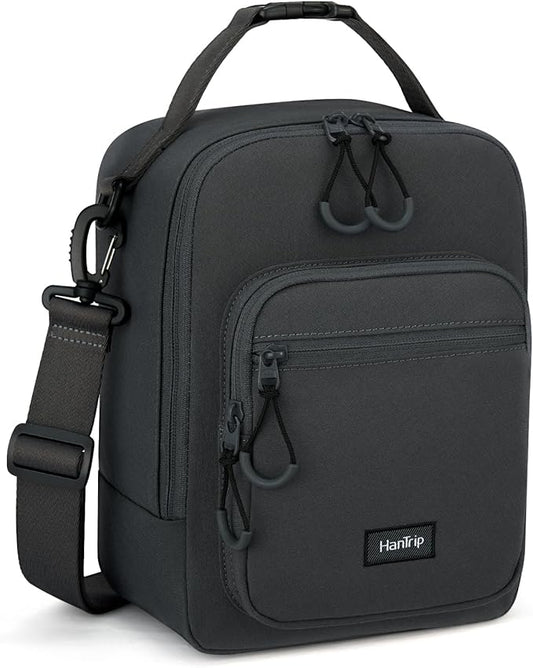 Insulated Lunch Bag with Adjustable Shoulder Strap, Lunch Box for Women Men, Reusable Portable Lunchbox for Office Work Picnic (Dark Gray)