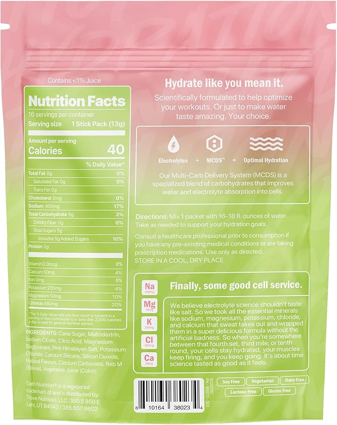 Hydration Electrolyte Powder, Complete Electrolyte Blend for Rapid Hydration and Muscle Support, 16 Single-Serve Packets, Watermelon Lime