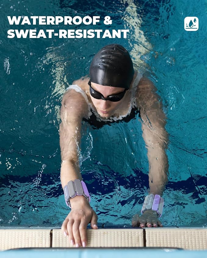 Sportneer 2025 Upgraded Wrist & Ankle Weights for Women Men- 1 Pair (1 lb/2 lb Each) | Adjustable Silicone Weighted Bracelet Set for Gym Yoga Pilates Strength Training Wearable Arm Hand Workout Weights