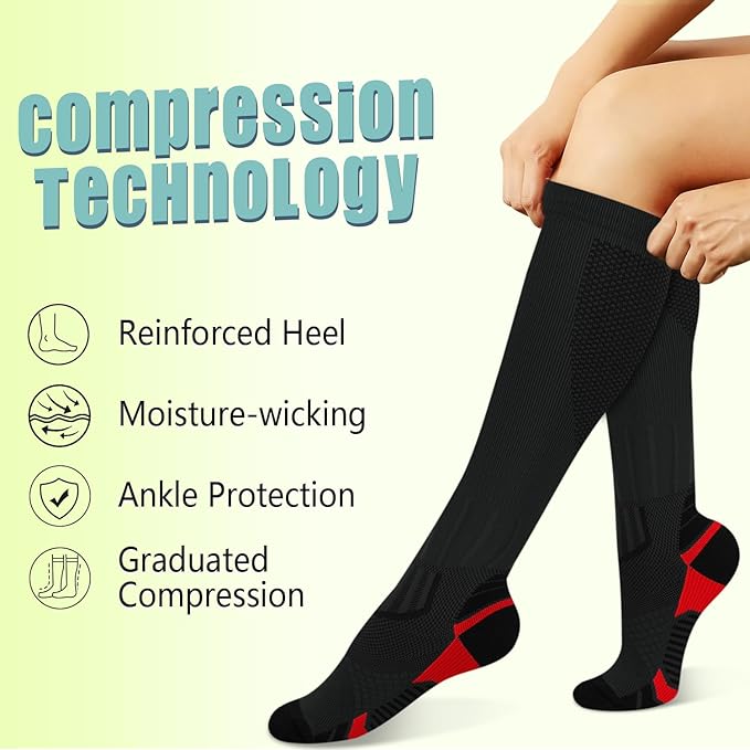 Iseasoo Copper Compression Socks (15-20 mmHg) for Men & Women - Running, Hiking, Cycling, Travel - Improves Circulation