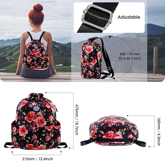 HUA ANGEL Drawstring Backpack Bag, Sport Gym Sackpack Lightweight Small Gym Bag for Men Women Pull String Sport Beach Bag