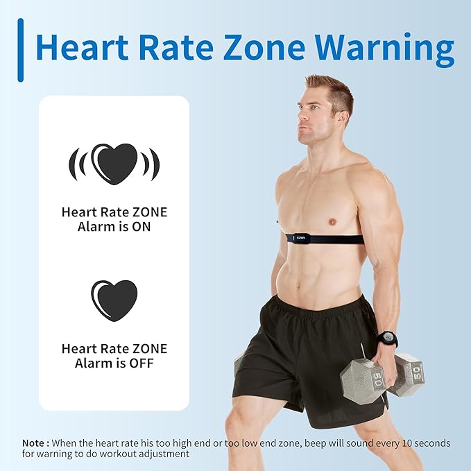 EZON Heart Rate Monitor Chest Strap and Digital Watch T037,5ATM Waterproof Fitness Tracker with HRM,Calories Burned,Stopwatch and Hourly Chime (Watch Band Included)