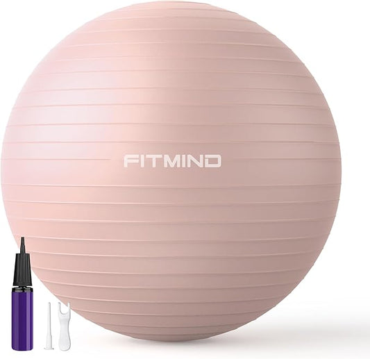 FITMIND_ Extra Thick Exercise Ball Yoga Ball 22in/26in/30in for Workout Pregnancy Stability,Anti-Burst and Slip Resistant Swiss Ball with Pump for Yoga, Pilates, Fitness,Birthing,Physical Therapy