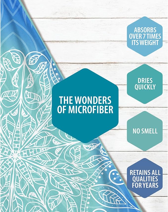 VENTURE 4TH Microfiber Beach Towel: Quick-Dry, Compact, Sand-Free, Absorbent, Sandproof and Lightweight - Perfect for Camping, Beach, and Roadtrips (Blue Mandala Design | 35x78 inches)