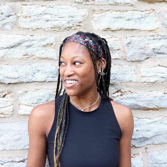 Sweaty Bands Womens Girls Headband - Non-Slip Velvet-Lined Fitness Hairband - Confetti 1.5-Inch