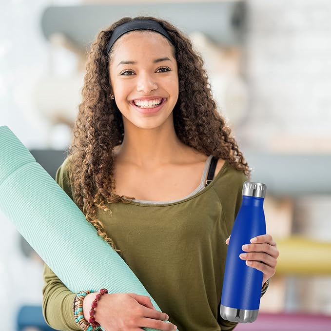 VEGOND 17oz Stainless Steel Water Bottles, Reusable Metal Sports Water Bottle Keeps Drink Hot and Cold, BPA Free Double Wall Vacuum Cola Shape Insulated Water Bottle for Camping Gym, 1 Pack