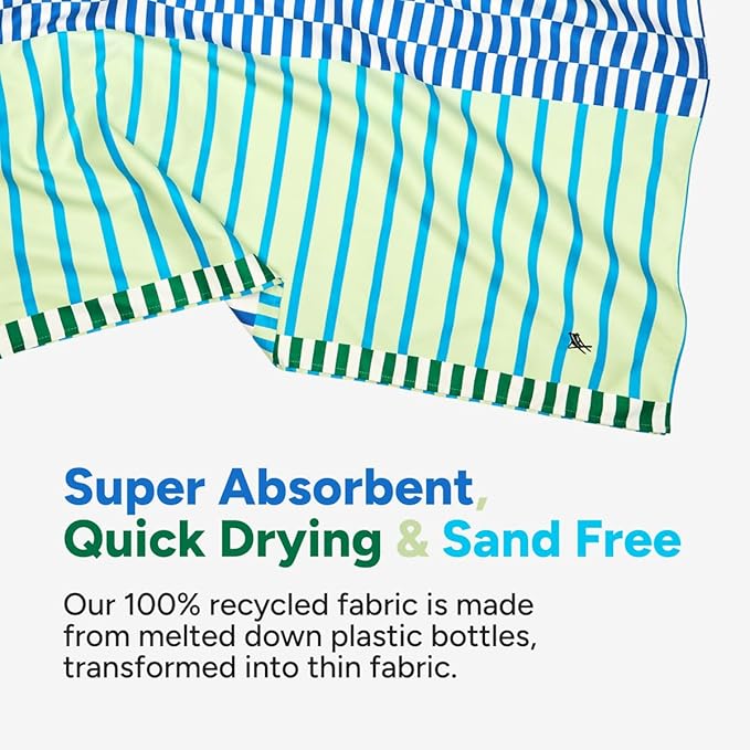 Dock & Bay Beach Towel - Quick Dry, Sand Free - Compact, Lightweight - 100% Recycled - Includes Bag - Blueberry Spritz - Extra Large (200x90cm, 78x35)