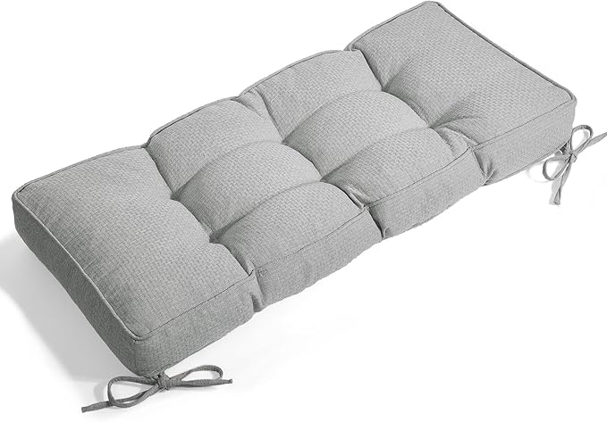 Detiblue Bench Cushion for Indoor Furniture，48x16x4Inch Tufted Bench Seat Cushion with Non-Slip, Comfortable and Durable for Shoe/Entryway/Storage with Cushion（CrossLinen Light Gray）