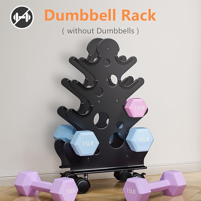 Dumbbell Rack Stand Only(Dumbbells Not Included) - Dumbbell Storage Rack with/without Wheels, Space Saver for Home Gym.