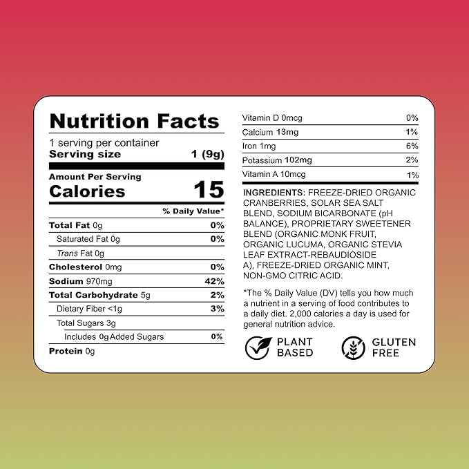 New! Purest Electrolyte Cranberry Mint Powder Packets – Whole Food Hydration - Organic Freeze-Dried Fruits and Solar Sea Salts for Ultimate Electrolyte Balance