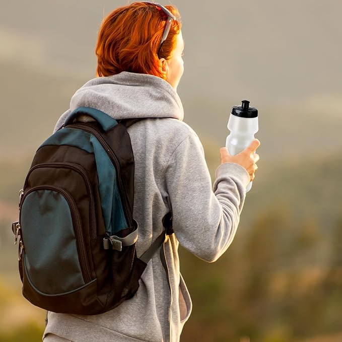 6 Pack 25 oz Sports Water Bottles Sports and Fitness Squeeze Water Bottles BPA Free come with 8 pcs Chalk Labels, 1 Pen(Dishwisher Safe)