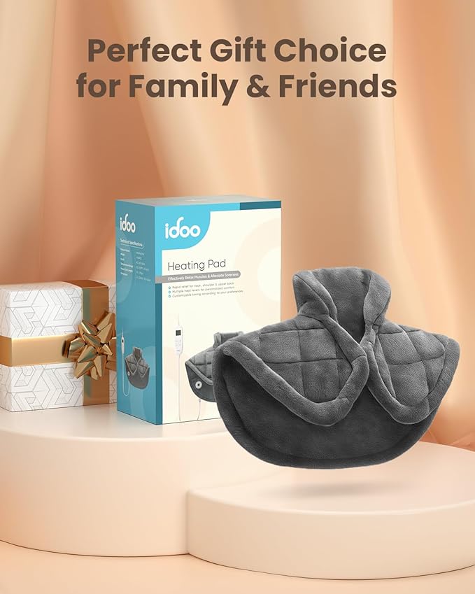 iDOO Heating Pad for Neck and Shoulder and Back, Birthday Gifts for Men Women, FSA Eligible Items Only List, 3.1lb Heated Wrap for Pain Relief, Electric Wearable Neck Warmer, ETL Certified Heat Pads
