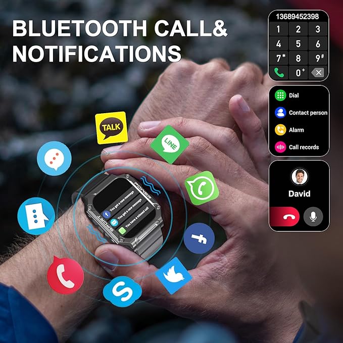 Smart Watch for Men with Phone Function 1.95” HD Touchscreen Smartwatch Fitness Tracker 130+ Sports Modes IP68 Waterproof Wristwatch with Sleep Monitor Pedometer Message Reminder for Android iOS