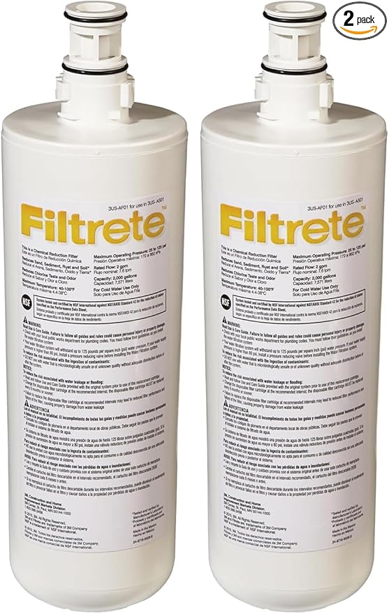 Filtrete Replacement Filter 3US-AF01 Standard Under Sink Quick Change Water Filtration, White (Pack of 2)