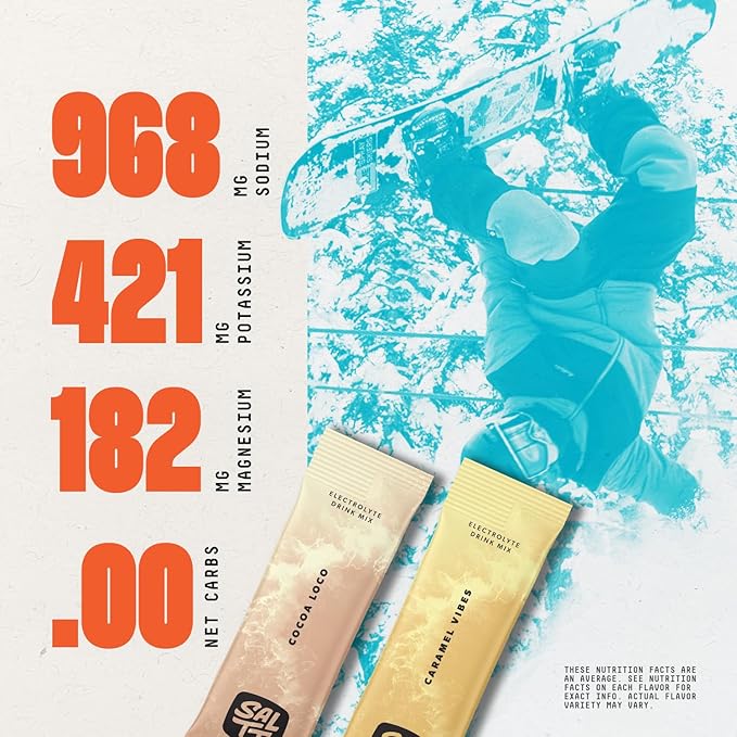 SALTT Electrolytes Powder Packets, Cocoa Variety Pack (30 Packets) - Magnesium, Potassium, Sodium, Trace Minerals - Vegan, Sugar Free, Gluten Free - Travel Essentials - Made in USA