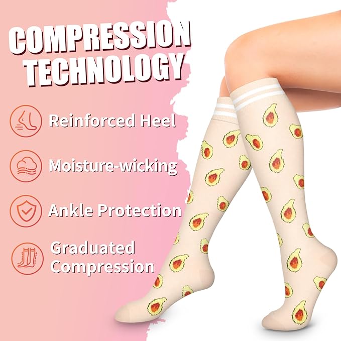 Bluemaple Compression Socks for Women & Men Circulation (6 Pairs) 15-20 mmHg is Best Support for Athletic Running Cycling