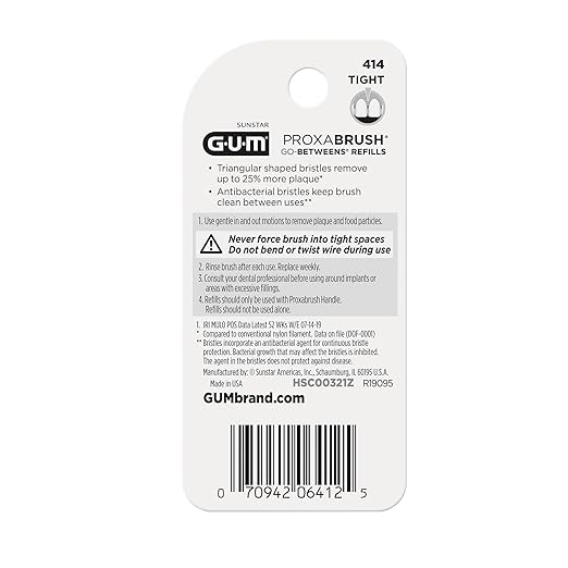 GUM Proxabrush Go-Betweens Refills - Tight - Compatible with GUM Permanent Handle -Reusable Interdental Brushes for Tight Teeth - Soft Bristled Dental Picks, 8 Count(Pack of 6)