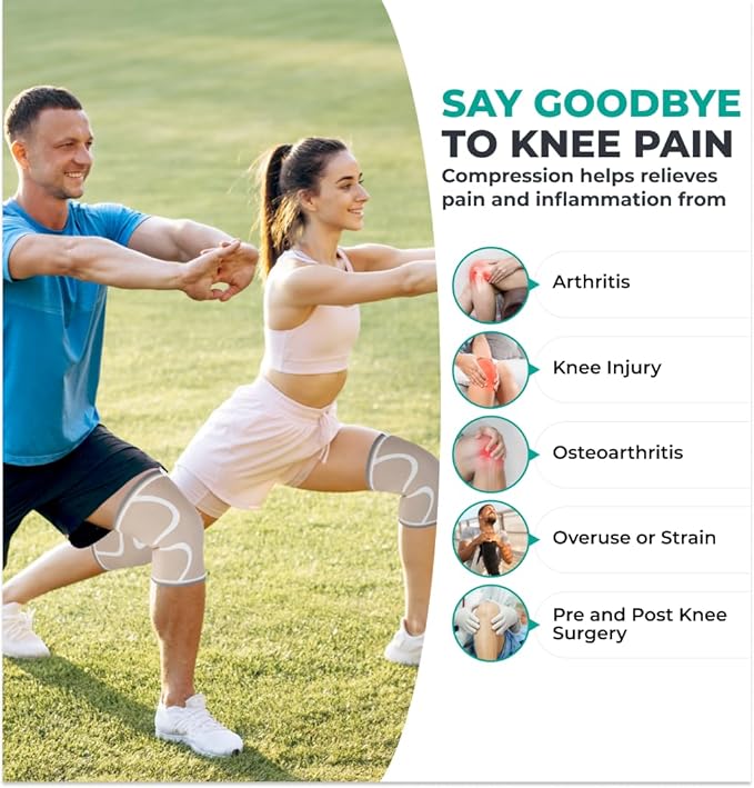 Modvel Compression Knee Brace for Women & Men - 2 Pack Knee Brace for Women Running Knee Pain, Knee Support Compression Sleeve, Workout Sports Knee Braces for Meniscus Tear ACL & Arthritis Pain Relief