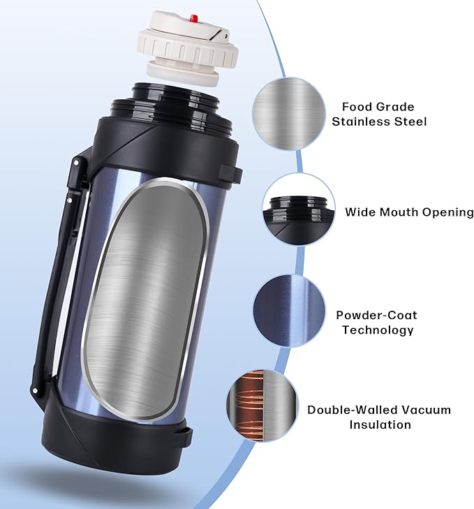 HoneyBee Insulated Water Bottle41 Ounce For Hot & Cold Drink, 18/8 Stainless Steel Vacuum Insulation BPA Free, Travel Keep Liquid Hot For 24 Hours (Starry Blue)…