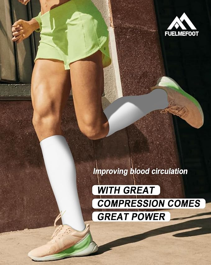 FuelMeFoot 6 Pairs Compression Socks for Women & Men 15-20mmHg Graduated Support Knee High Socks for Nurses, Travel, Athletic