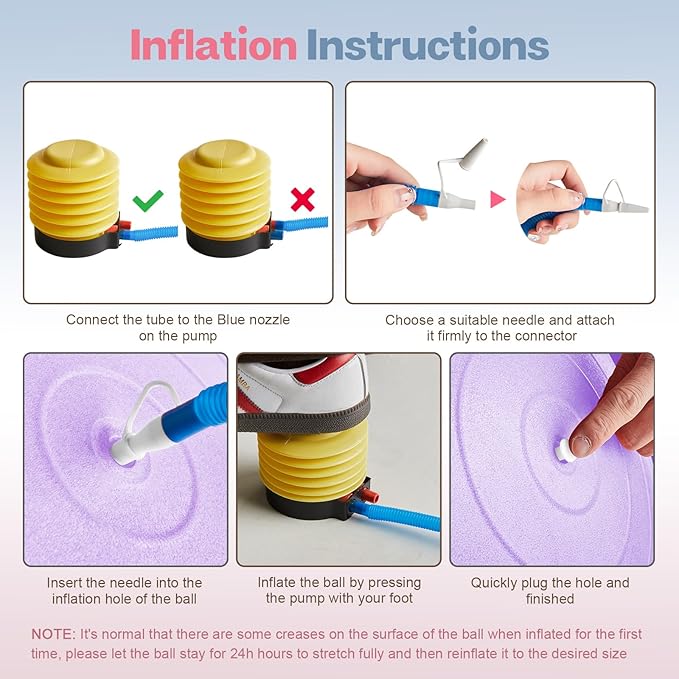 Exercise Ball, Extra Thick Yoga Ball for Workout Pregnancy Stability, 4 Sizes Anti-Burst Balance Ball with Foot Pump - Heavy Duty Fitness Ball Chair for Office, Home & Gym