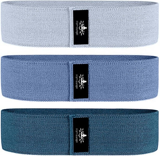 Hatha Yoga Large Resistance Band,14.5" x3.15",Fabric Exercise Loop Bands with Instruction Guide and Carry Bag, Set of 3.