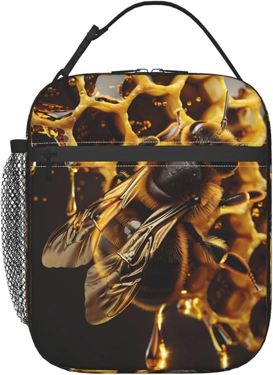 Insulated Lunch Box for Women Men, Bee Lunch Box Reusable Portable Lunch Bag Cooler Tote Waterproof Lunch Container for Office Picnic Work Travel Hiking