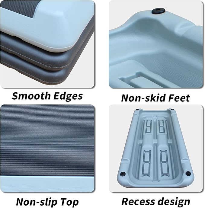 Exercise Aerobic Step Platform,Adjustable Height Fitness Stepper Stackable Risers, Aerobics Stepper Workout Stepper for Gym Home Cardio Strength & Training