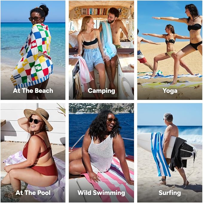 Dock & Bay Beach Towel - Quick Dry, Sand Free - Compact, Lightweight - 100% Recycled - Includes Bag - Wild Card - Extra Large (200x90cm, 78x35)