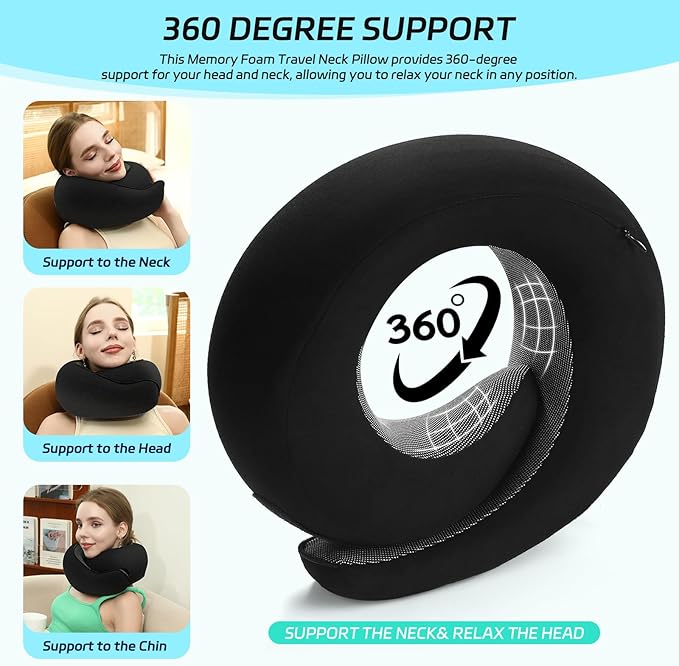 2024 New Memory Foam Travel Pillow for Airplanes,Neck Pillow for Traveling,Neck Plus Travel Pillow,Neck Plus Travel Neck Pillow